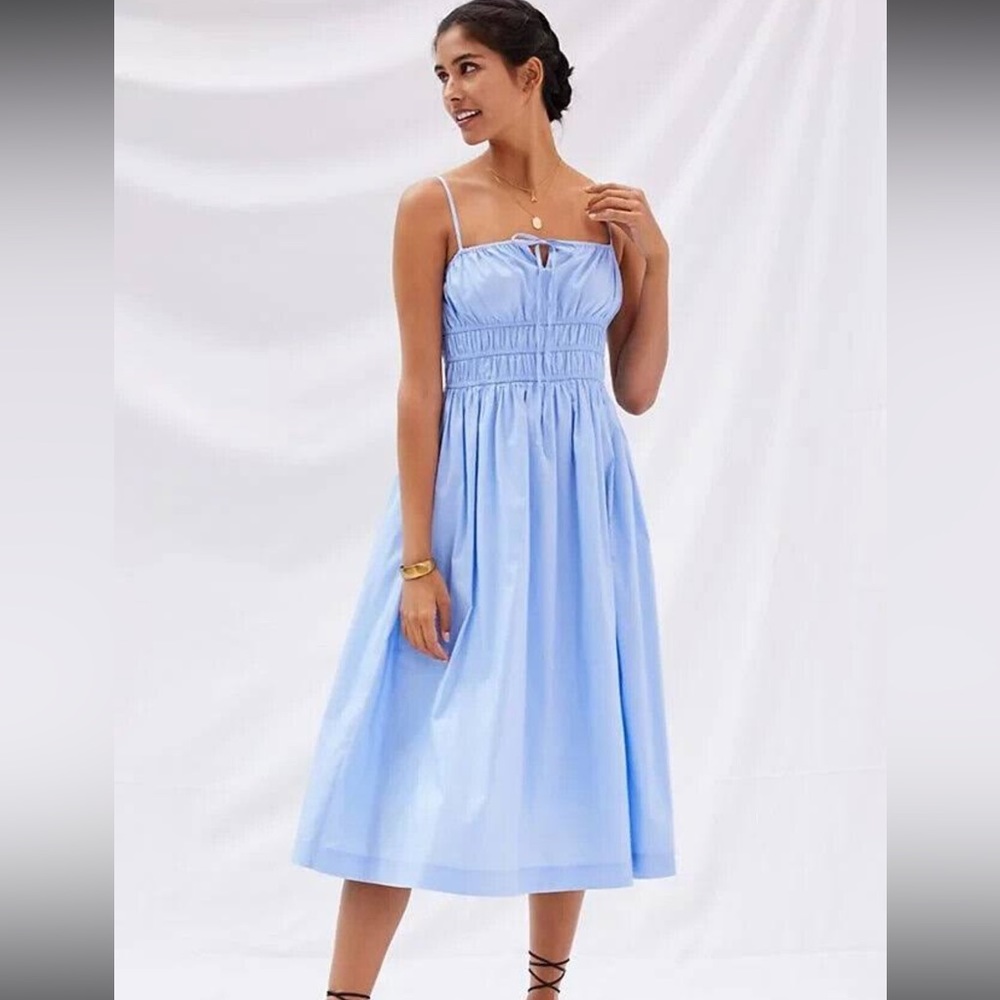 Anthropologie Sunday in Brooklyn NEW With Tags Blue Smocked Midi Dress Size XL